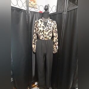 Shein Women's Animal Print Jumpsuit Pantsuit Mob Wife Estetic Black Size Small